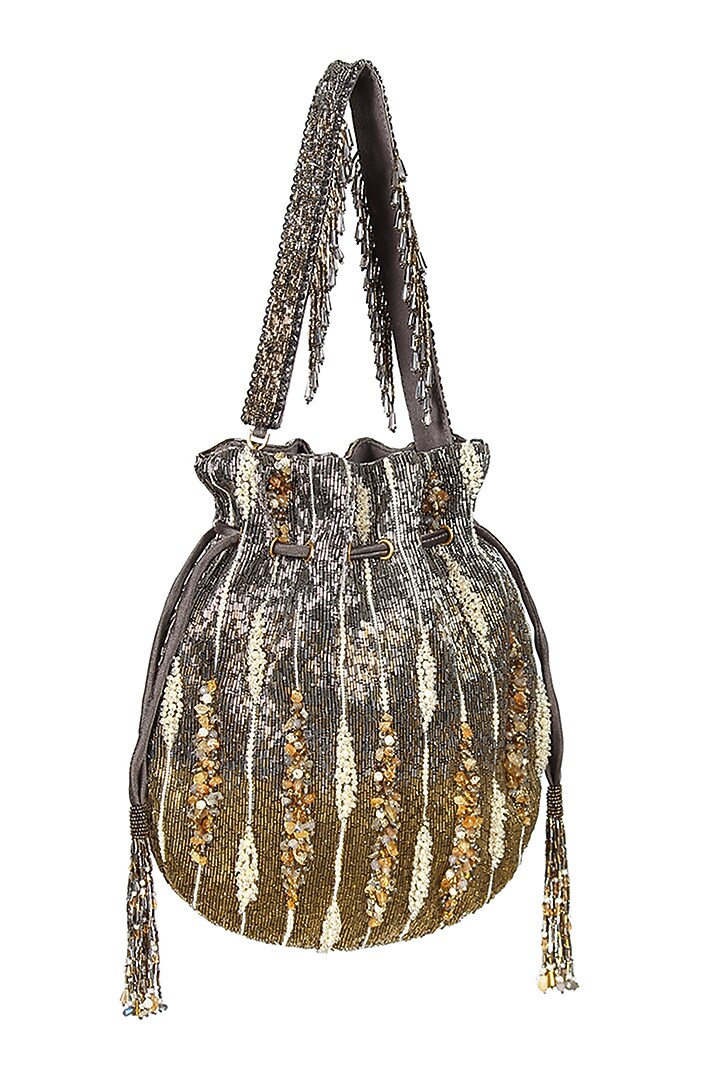 Antique Gold Embellished Potli by Lovetobag at Pernia's Pop Up Shop