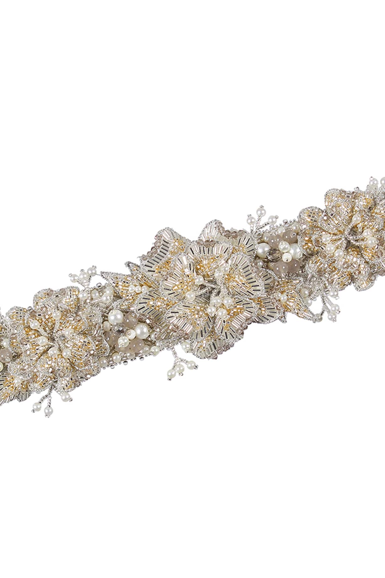beaded embellished waist belt Embellished Satin Belt – Marie France Van Damme main image 4