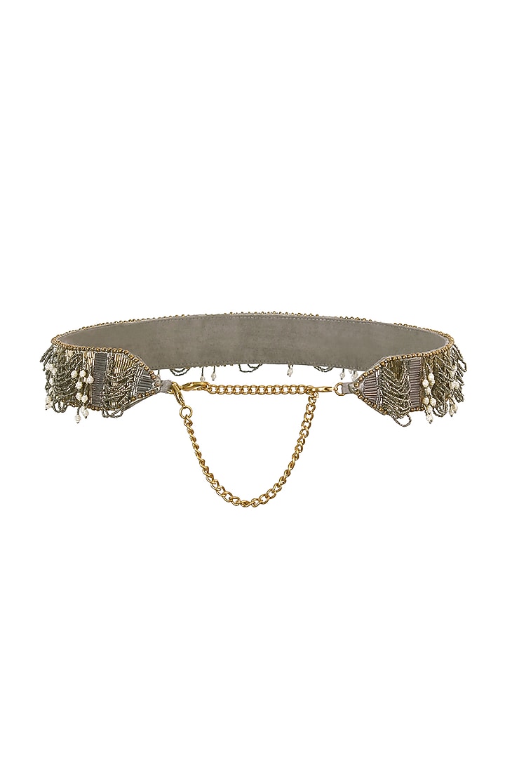 Antique Gold Hand Embroidered Waist Belt by Lovetobag at Pernia's Pop Up Shop