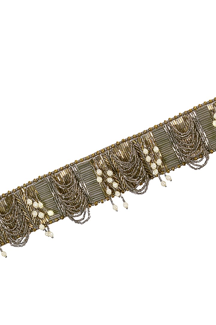 Antique Gold Hand Embroidered Waist Belt by Lovetobag at Pernia's Pop Up Shop