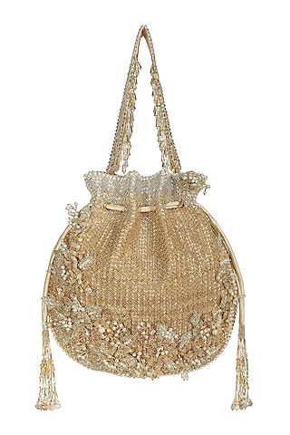Gold & Silver Beads Embellished Potli by Lovetobag