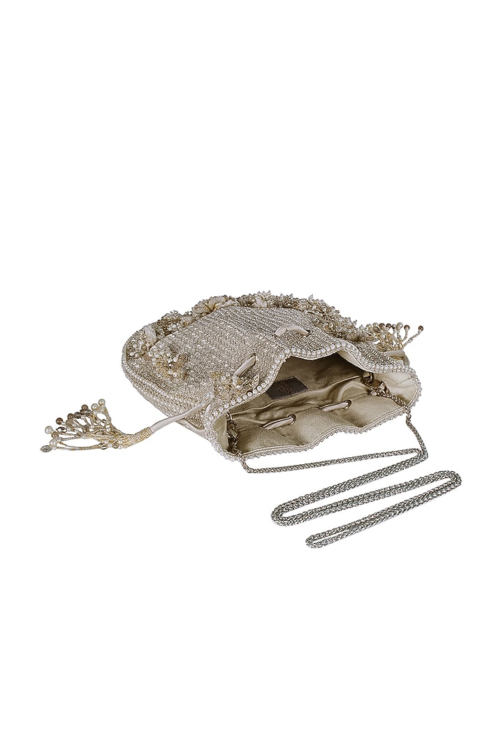 Silver Crystal Embellished Potli by Lovetobag at Pernia's Pop Up Shop
