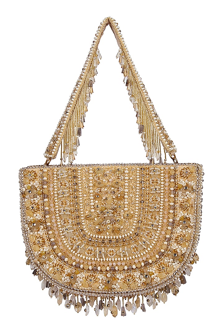 Gold & Silver Kundan Embellished Hand Bag by Lovetobag at Pernia's Pop Up Shop