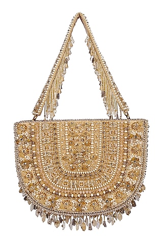 Gold & Silver Kundan Embellished Hand Bag by Lovetobag