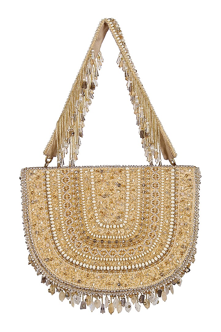 Gold & Silver Kundan Embellished Hand Bag by Lovetobag at Pernia's Pop Up Shop