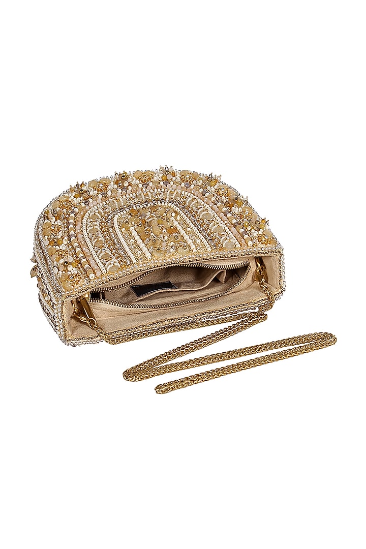 Gold & Silver Kundan Embellished Hand Bag by Lovetobag at Pernia's Pop Up Shop