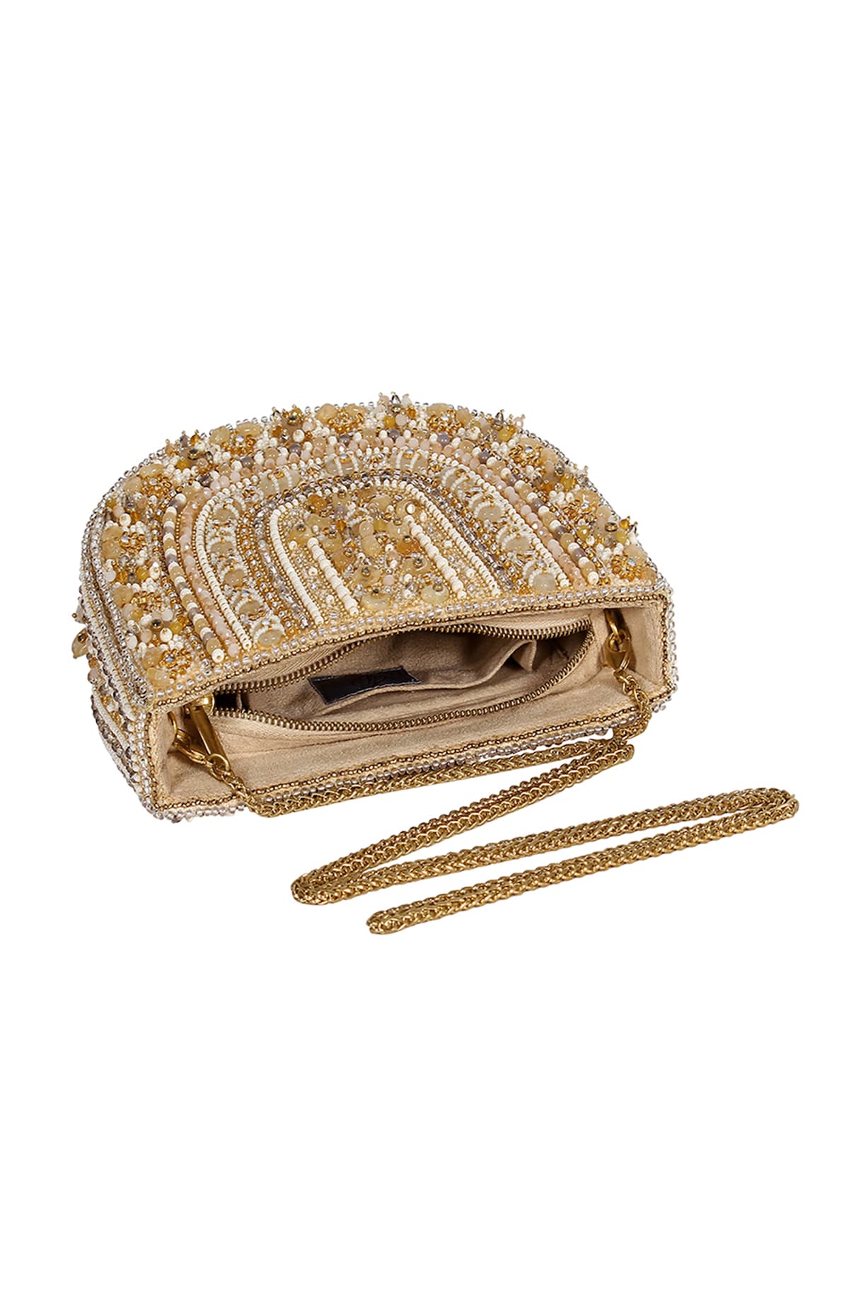 Lovetobag Ruche Soft Pouch - Peerless Gold With Handle