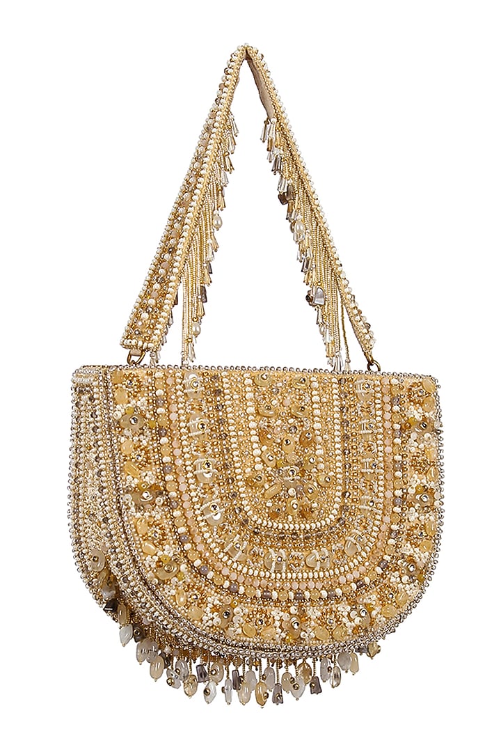 Gold & Silver Kundan Embellished Hand Bag by Lovetobag at Pernia's Pop Up Shop