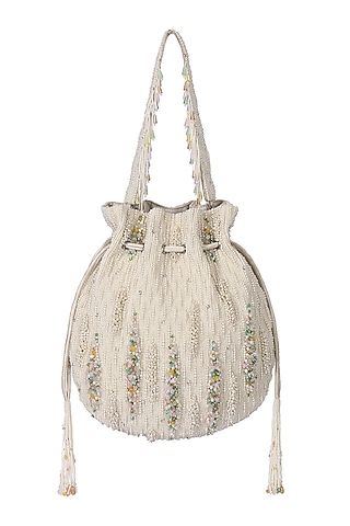 Ivory Stone Embellished Potli by Lovetobag