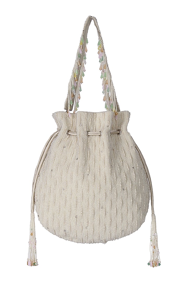 Ivory Stone Embellished Potli by Lovetobag at Pernia's Pop Up Shop