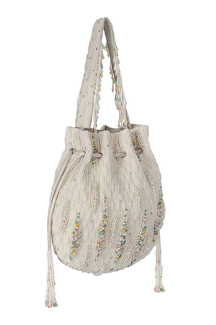 Ivory Stone Embellished Potli by Lovetobag at Pernia's Pop Up Shop