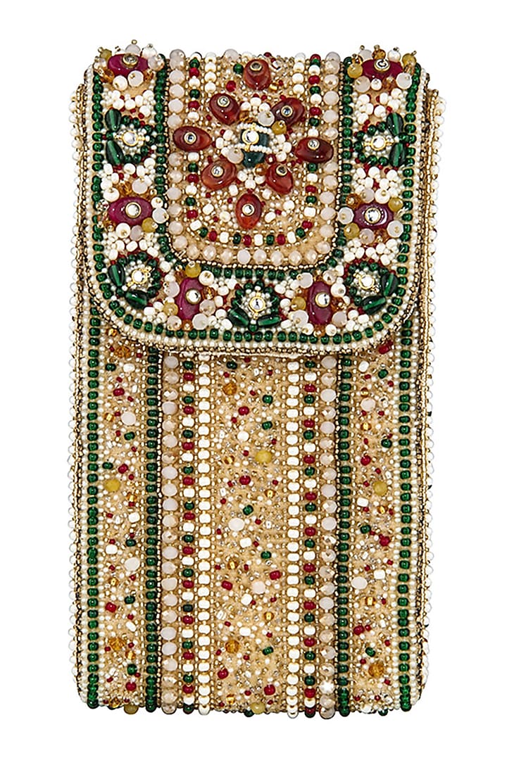 Ruby & Emerald Embellished Mobile Pouch by Lovetobag