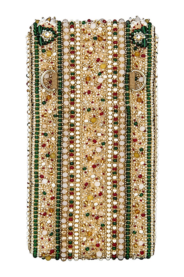 Ruby & Emerald Embellished Mobile Pouch by Lovetobag at Pernia's Pop Up Shop