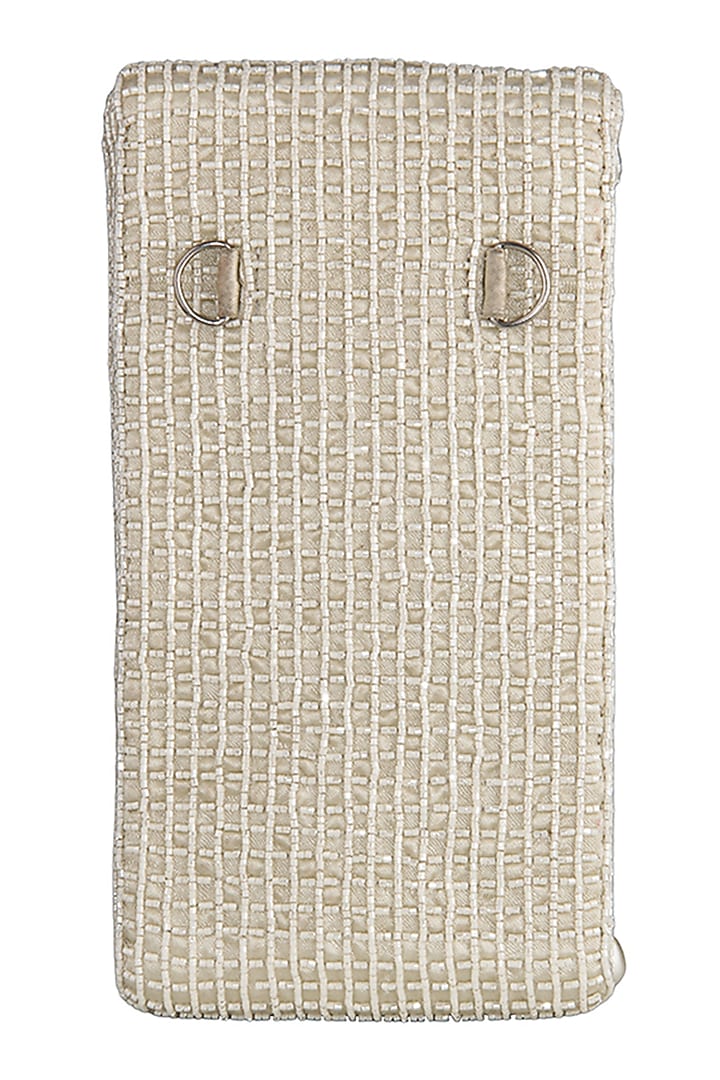 Ivory Embellished Mobile Pouch by Lovetobag at Pernia's Pop Up Shop