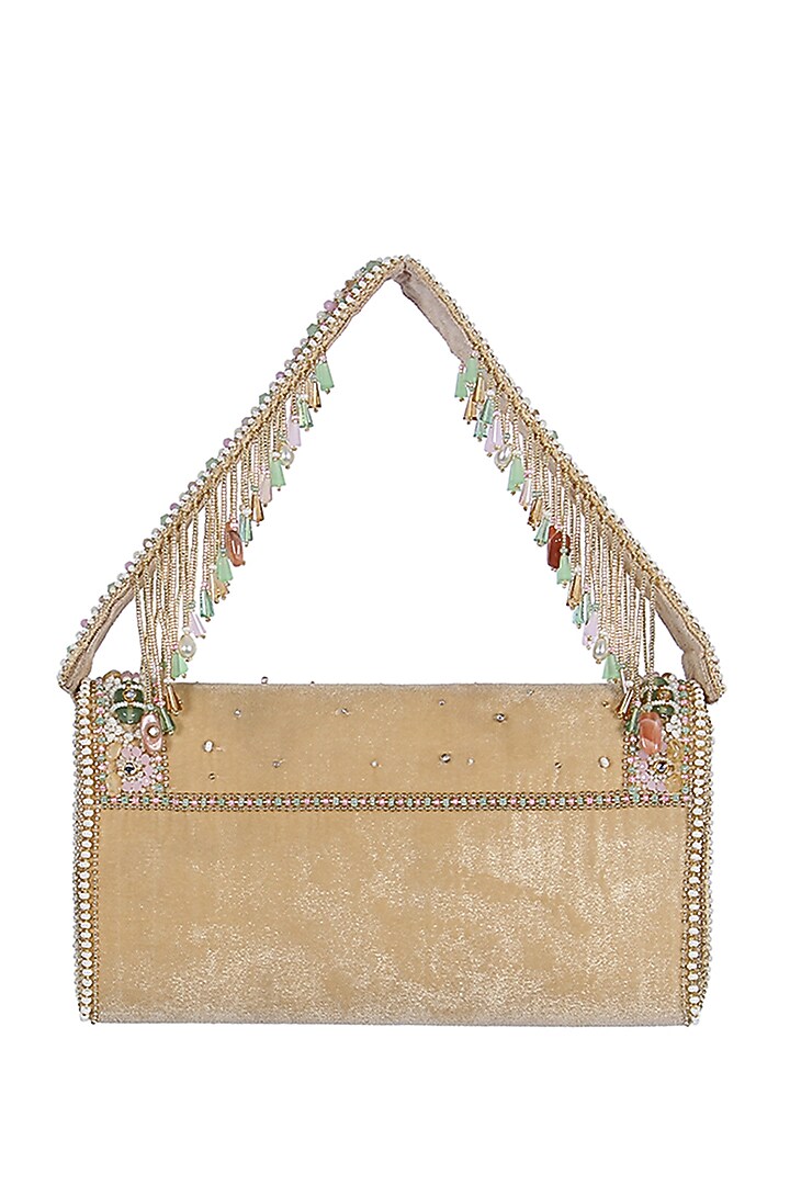 Beige Embellished Wallet by Lovetobag at Pernia's Pop Up Shop
