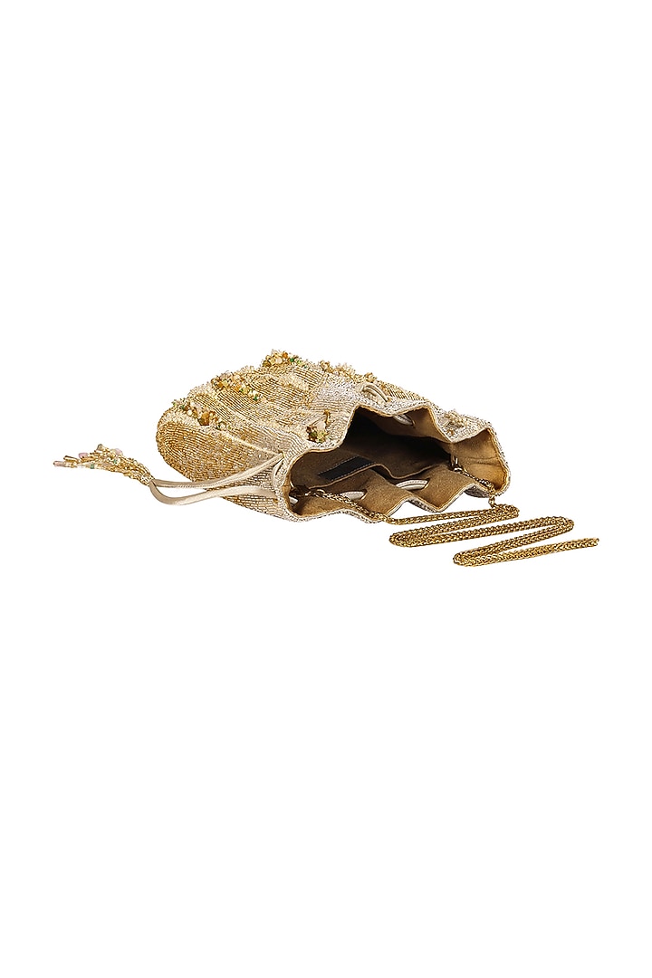 Gold & Silver Hued Embellished Potli by Lovetobag at Pernia's Pop Up Shop