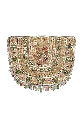 Gold & Silver Quartz Embellished Pouch by Lovetobag
