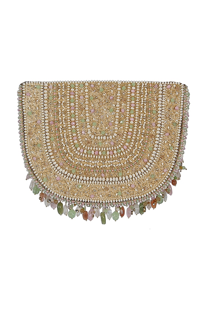 Gold & Silver Quartz Embellished Pouch by Lovetobag at Pernia's Pop Up Shop