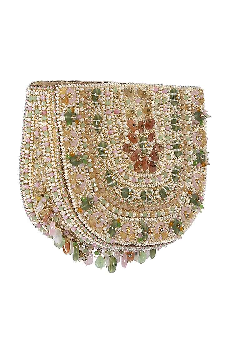Gold & Silver Quartz Embellished Pouch by Lovetobag at Pernia's Pop Up Shop