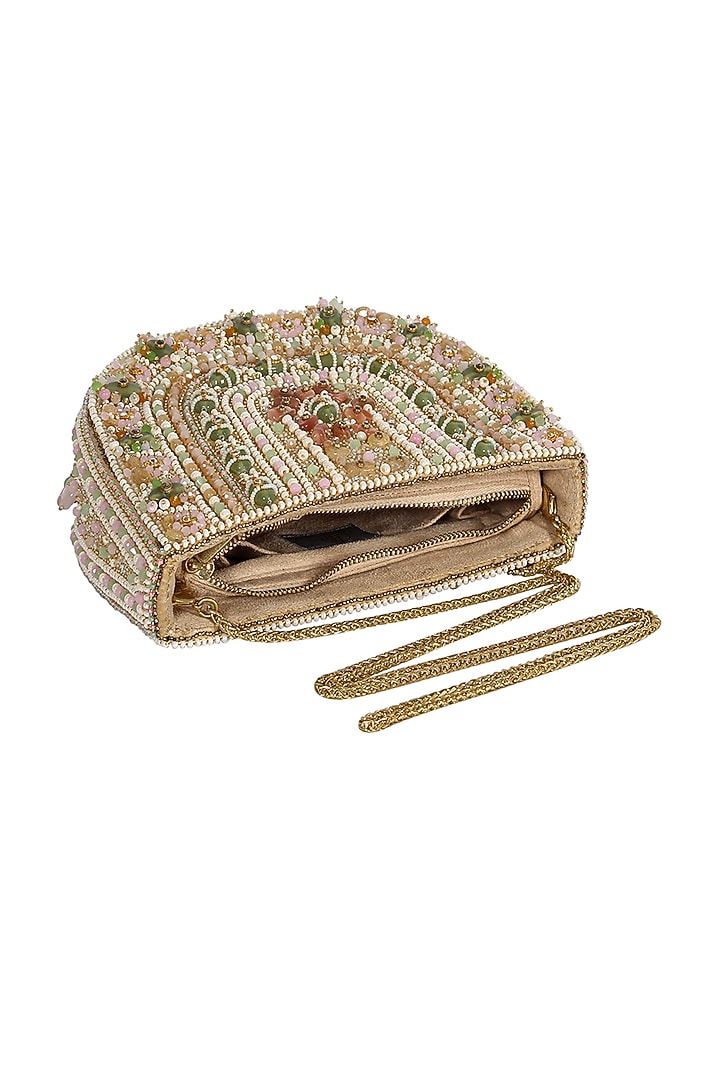 Gold & Silver Quartz Embellished Pouch by Lovetobag at Pernia's Pop Up Shop