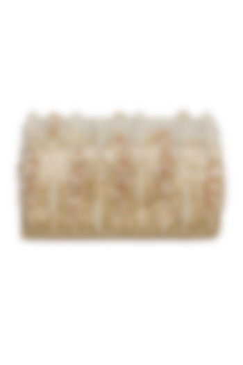 Ivory & Gold Embellished Flap-Over Clutch by Lovetobag at Pernia's Pop Up Shop