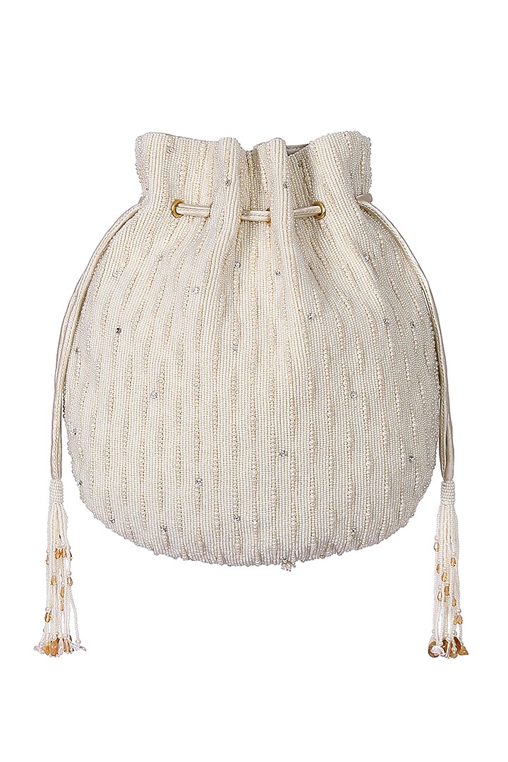 Ivory & Gold Embellished Potli by Lovetobag at Pernia's Pop Up Shop