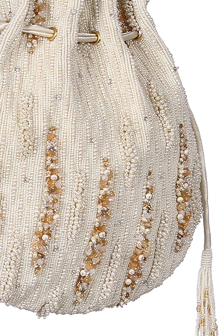 Ivory & Gold Embellished Potli by Lovetobag at Pernia's Pop Up Shop