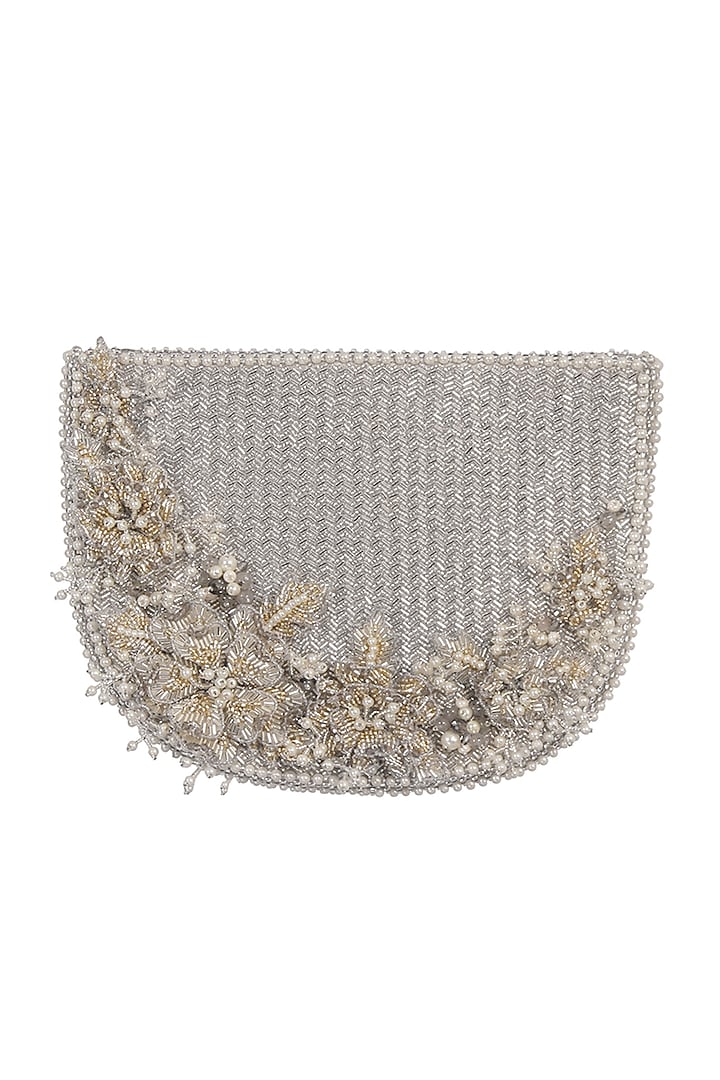 Silver Embellished Tasseled Pouch by Lovetobag
