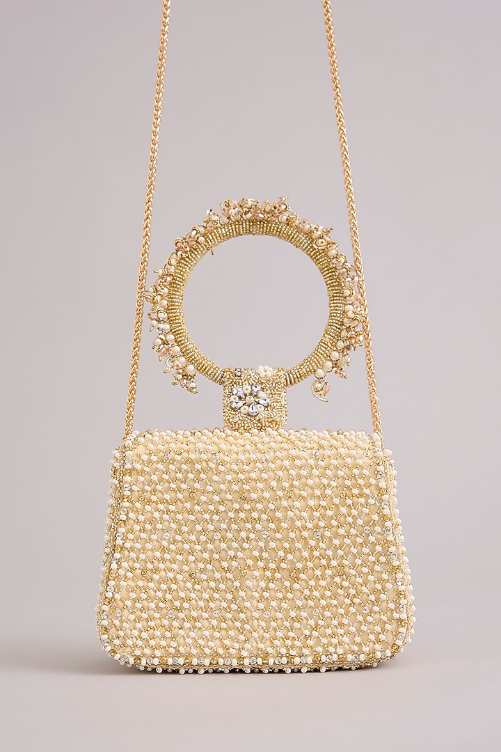Gold Satin Clutch by Lovetobag at Pernia's Pop Up Shop