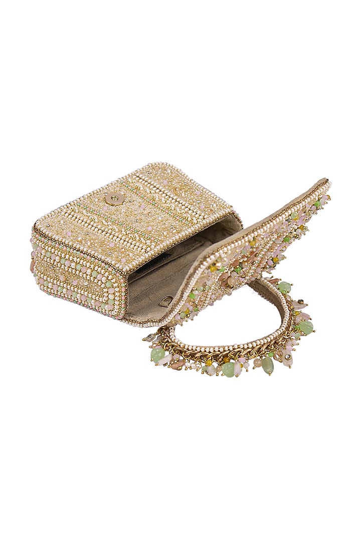 Multi-Colored Velvet Embellished Mini Trapezium Bag by Lovetobag at Pernia's Pop Up Shop