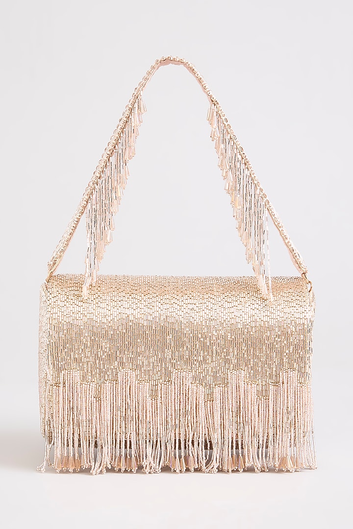 Rose Gold Satin & Suedette Clutch by Lovetobag at Pernia's Pop Up Shop