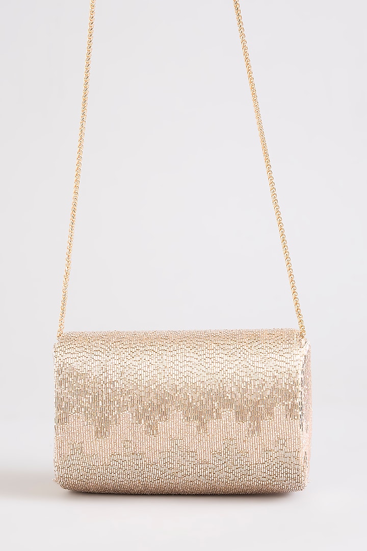 Rose Gold Satin & Suedette Clutch by Lovetobag at Pernia's Pop Up Shop