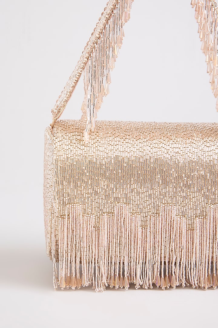 Rose Gold Satin & Suedette Clutch by Lovetobag at Pernia's Pop Up Shop