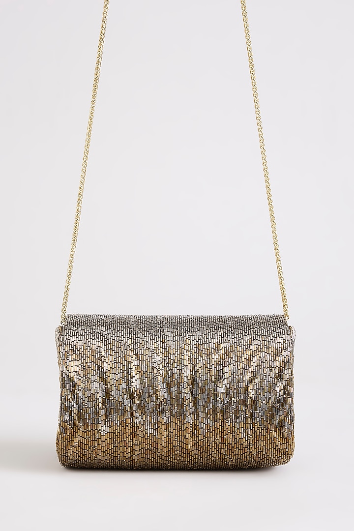 Antique Gold Satin & Suedette Clutch by Lovetobag at Pernia's Pop Up Shop