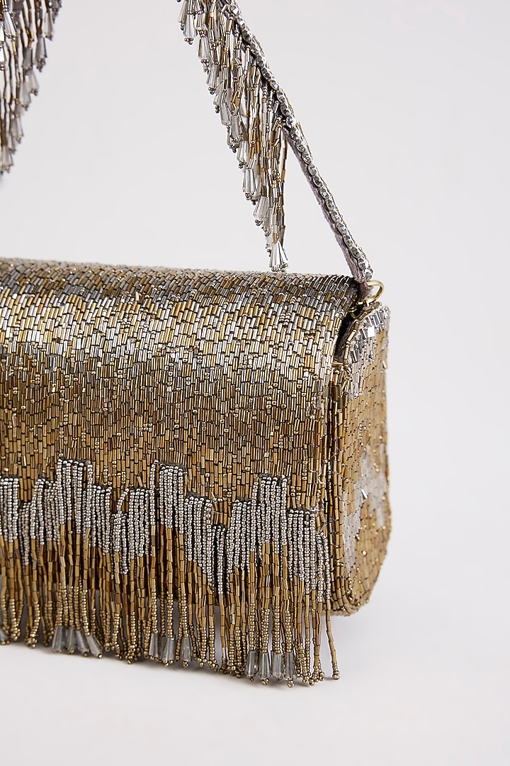 Antique Gold Satin & Suedette Clutch by Lovetobag at Pernia's Pop Up Shop