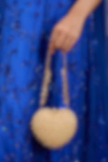 Gold Satin & Suedette Heart-Shaped Clutch by Lovetobag at Pernia's Pop Up Shop