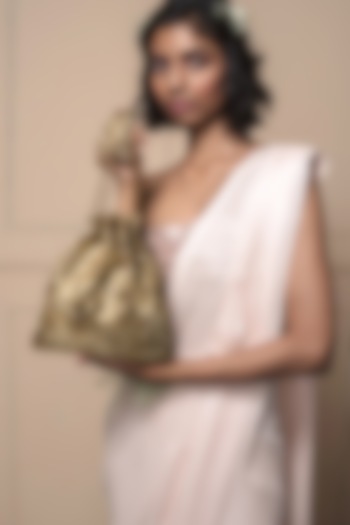Gold Embroidered Potli With Drawstrings by Lovetobag at Pernia's Pop Up Shop