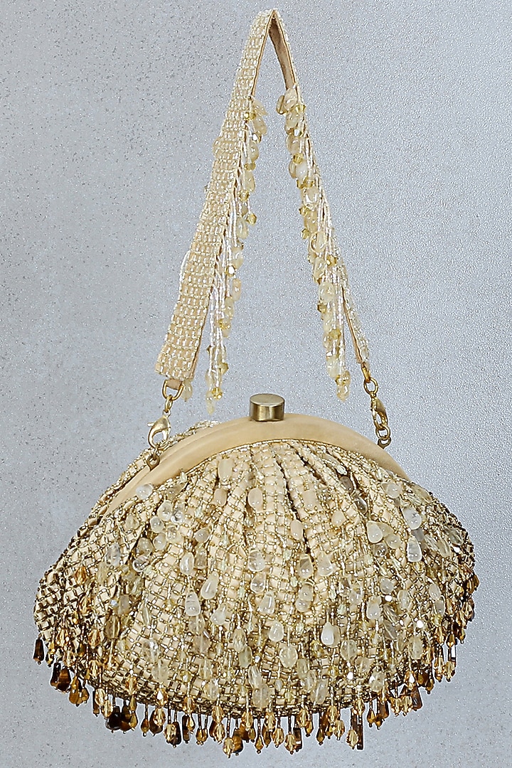 Gold Satin Opal Soft Pouch by Lovetobag at Pernia's Pop Up Shop