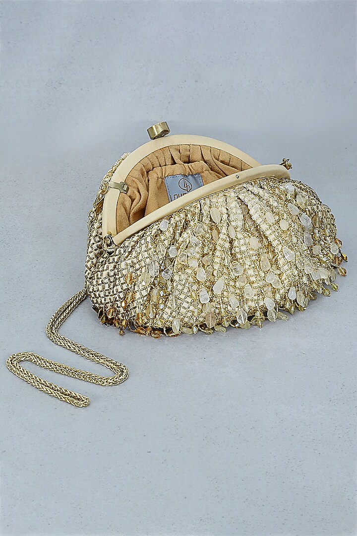 Gold Satin Opal Soft Pouch by Lovetobag at Pernia's Pop Up Shop