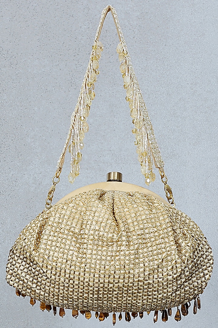 Gold Satin Opal Soft Pouch by Lovetobag at Pernia's Pop Up Shop