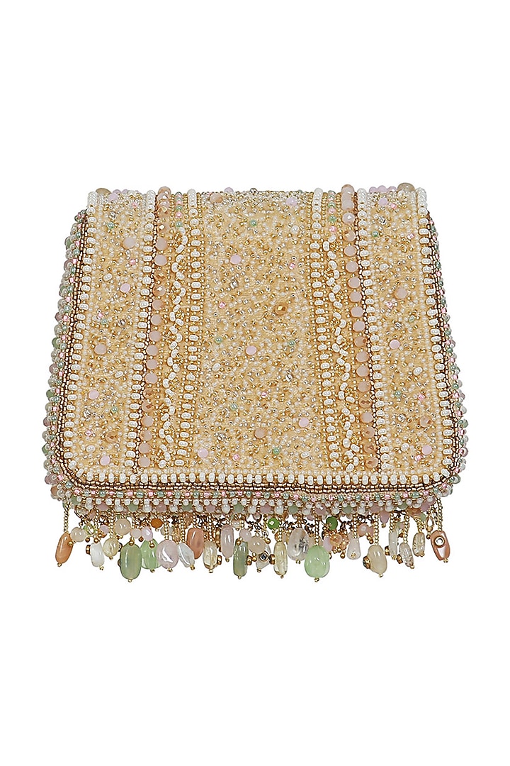 Multi-Colored Velvet Embellished Trapezium Clutch by Lovetobag at Pernia's Pop Up Shop
