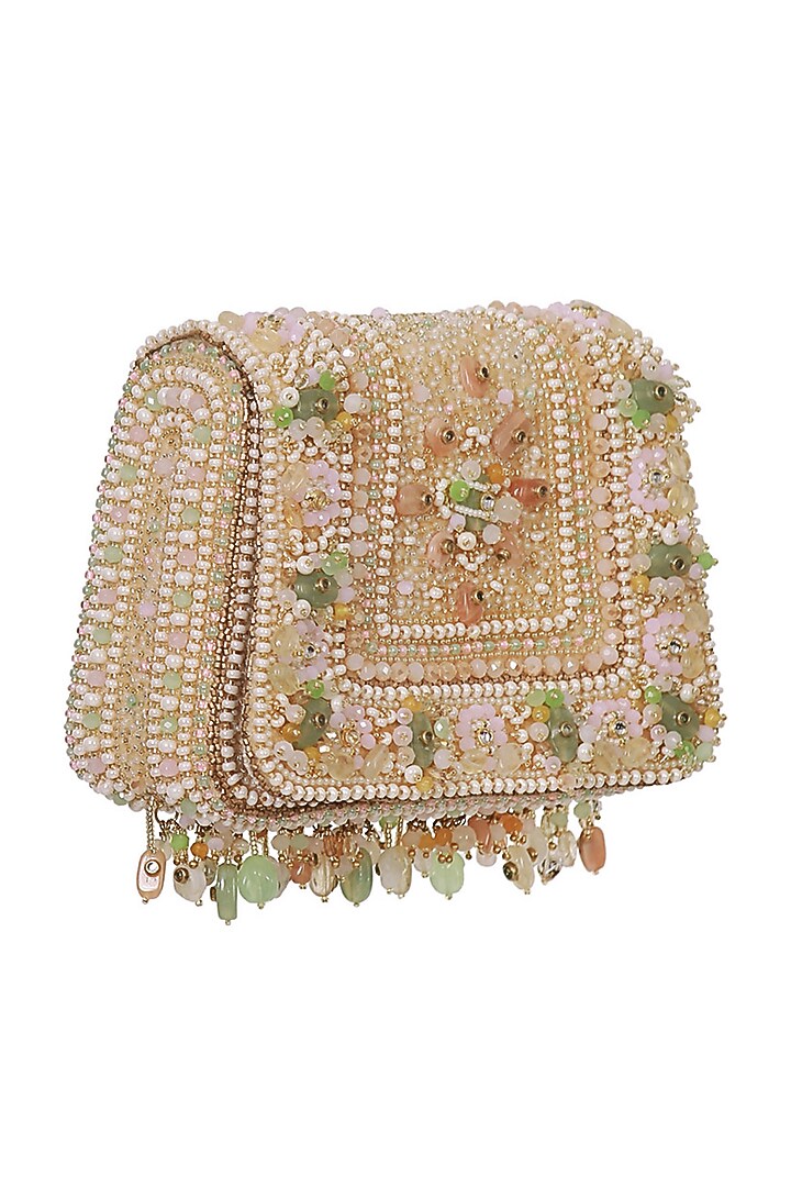 Multi-Colored Velvet Embellished Trapezium Clutch by Lovetobag at Pernia's Pop Up Shop