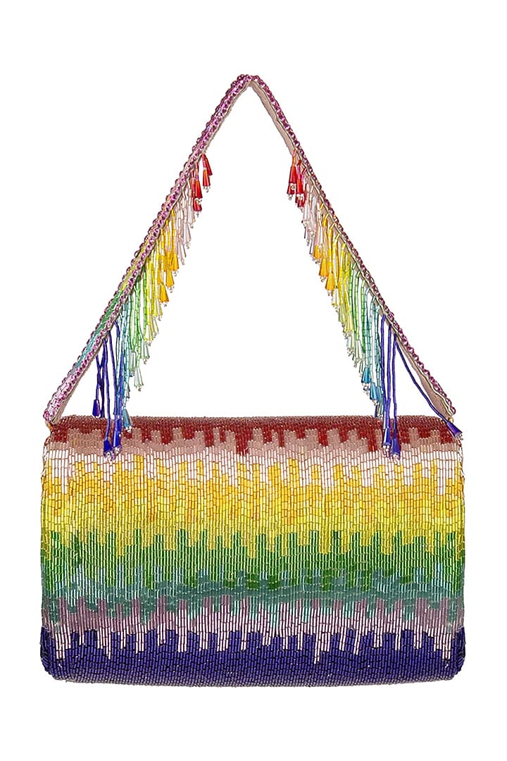 Multi-Colored Satin Hand Embroidered Clutch by Lovetobag at Pernia's Pop Up Shop