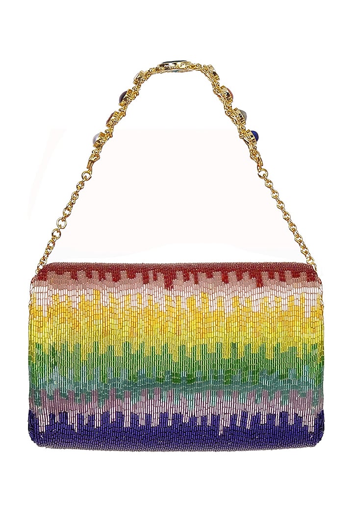 Multi-Colored Satin Hand Embroidered Clutch by Lovetobag at Pernia's Pop Up Shop