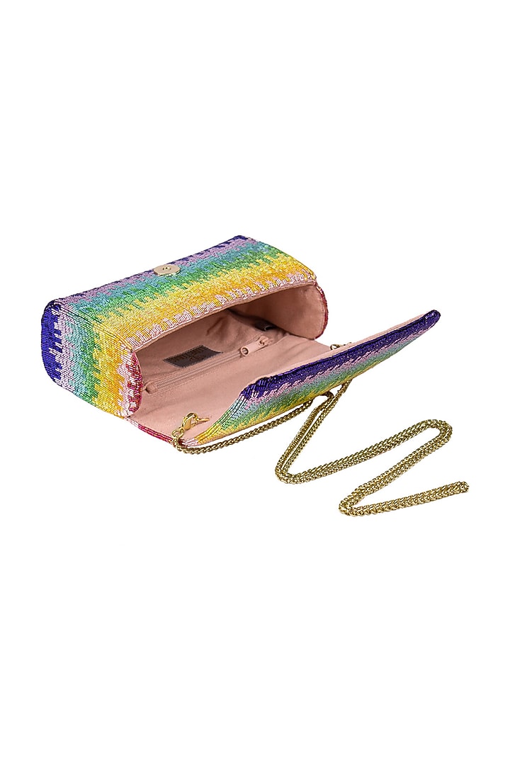 Multi-Colored Satin Hand Embroidered Clutch by Lovetobag at Pernia's Pop Up Shop