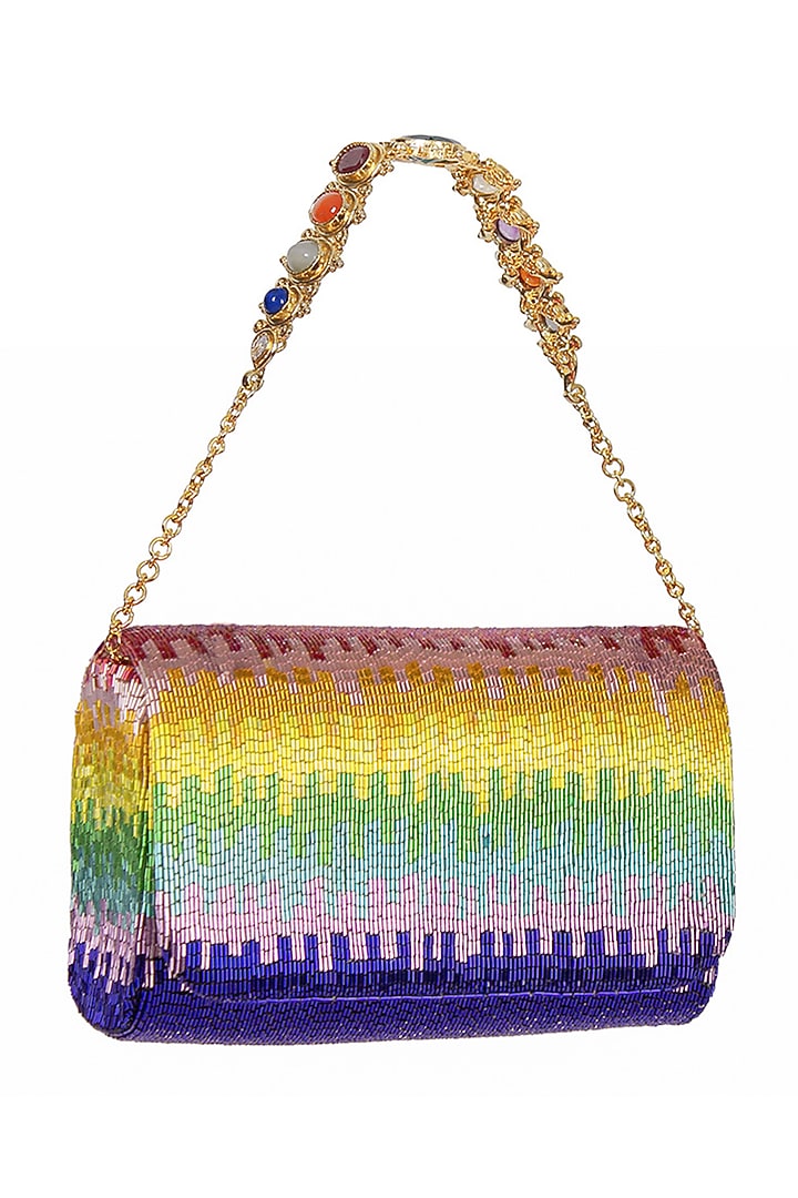 Multi-Colored Satin Hand Embroidered Clutch by Lovetobag at Pernia's Pop Up Shop
