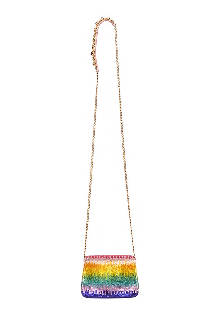 Multi-Colored Satin Hand Embroidered Clutch by Lovetobag at Pernia's Pop Up Shop