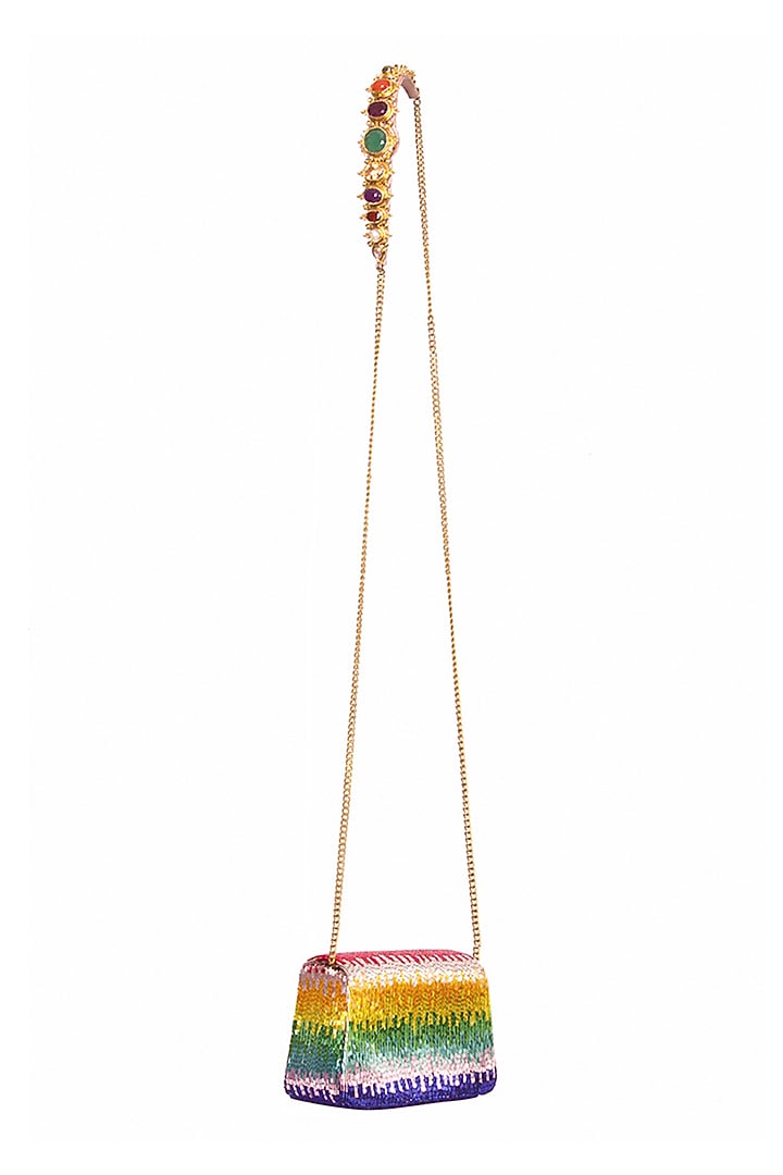 Multi-Colored Satin Hand Embroidered Clutch by Lovetobag at Pernia's Pop Up Shop