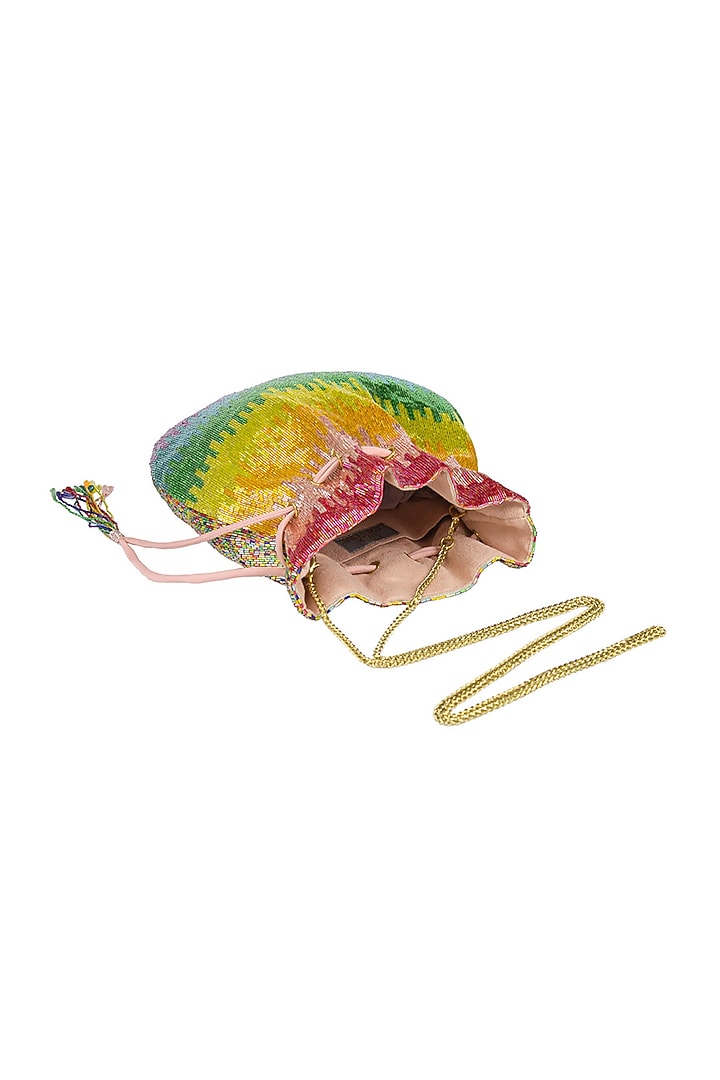 Multi-Colored Satin Hand Embroidered Potli by Lovetobag at Pernia's Pop Up Shop