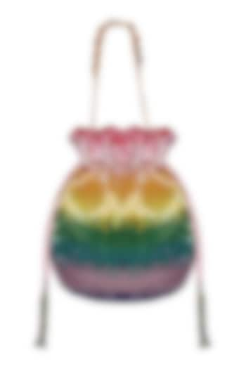 Multi-Colored Satin Hand Embroidered Potli by Lovetobag at Pernia's Pop Up Shop